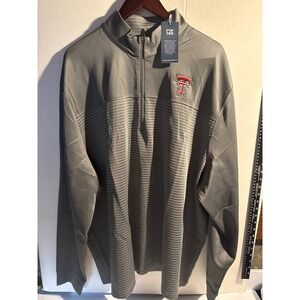 Cutter & Buck Texas Tech Red Raiders Mens XXXL Gray Striped 1/4 Zip Pullover NEW